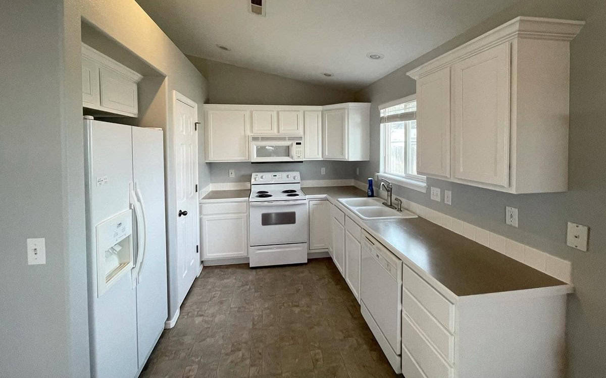white cabinets in a small kitchen
