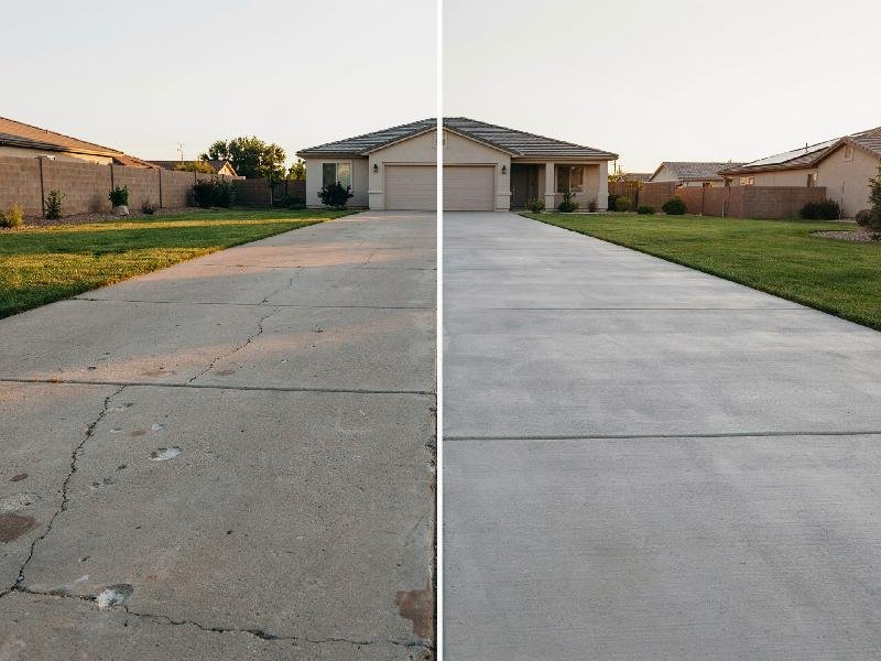 Concrete surface with repaired cracks and a smooth, renewed finish, concrete restoration in the Treasure Valley, Idaho