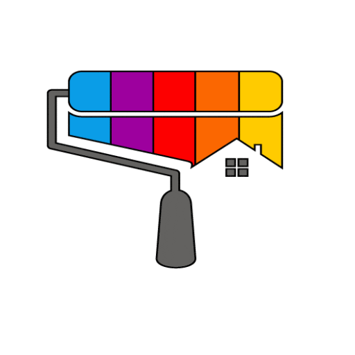 Lagunas Painting animated logo with a paint roller and multicolor house icon, dependable painting services in Eagle, Idaho
