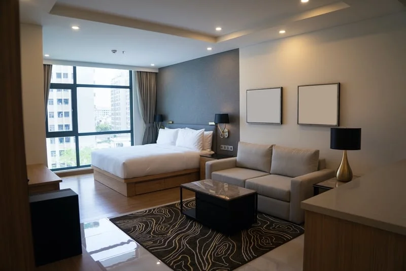 Modern hotel room interior painted by Lagunas Painting in Idaho