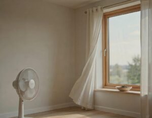 Open windows on opposite sides of the room