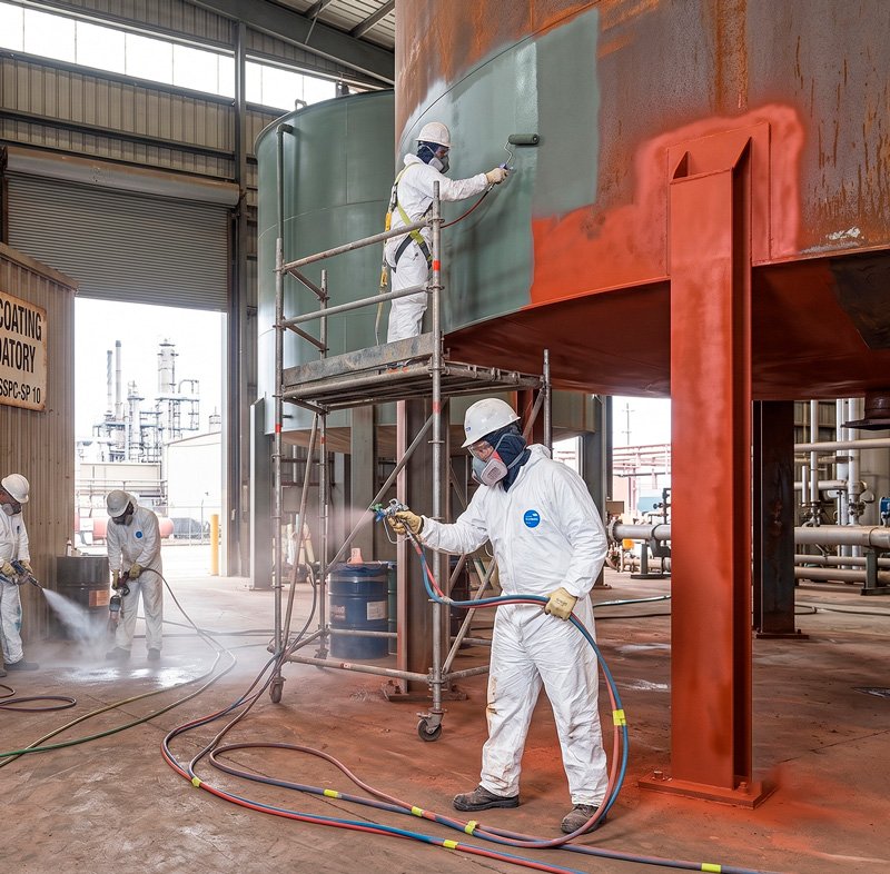 Industrial pipes and structures with protective anti-corrosion coating by Lagunas Painting in Idaho